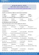 Đề thi giữa kì 1 Tiếng Anh 11 Global Success - Đề số 3